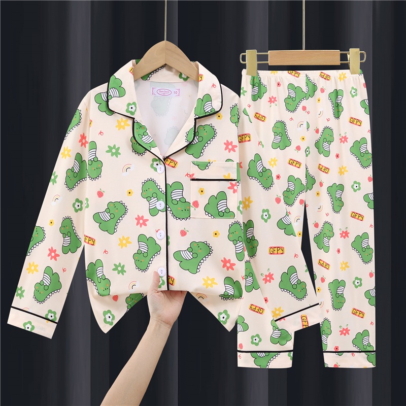 Set đồ ngủ tay dài in hình thỏ dễ thương phong cách Nhật Bản cho bé gái