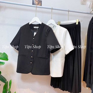 Áo khoác,áo blazer dáng ngắn cộc tay phong cách Hàn Quốc