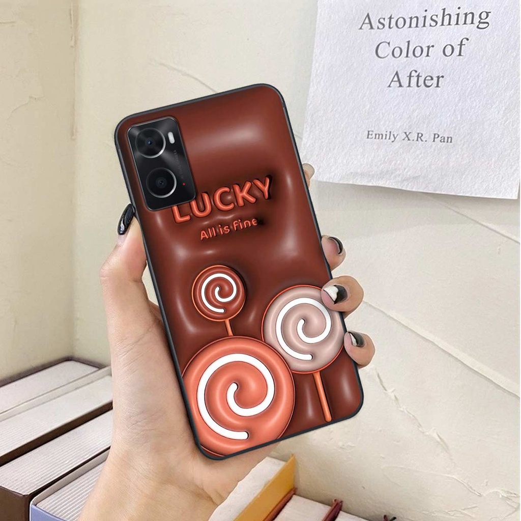 Ốp lưng Oppo A76 hình in 3D gấu nâu cute, trái tim kẹo dễ thương, rẻ bền đẹp