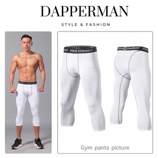 Quần legging nam  lửng 3/4 trắng phù hợp chơi thể thao bóng đá bóng rổ tập gym thể thao vận động DAPPERMAN