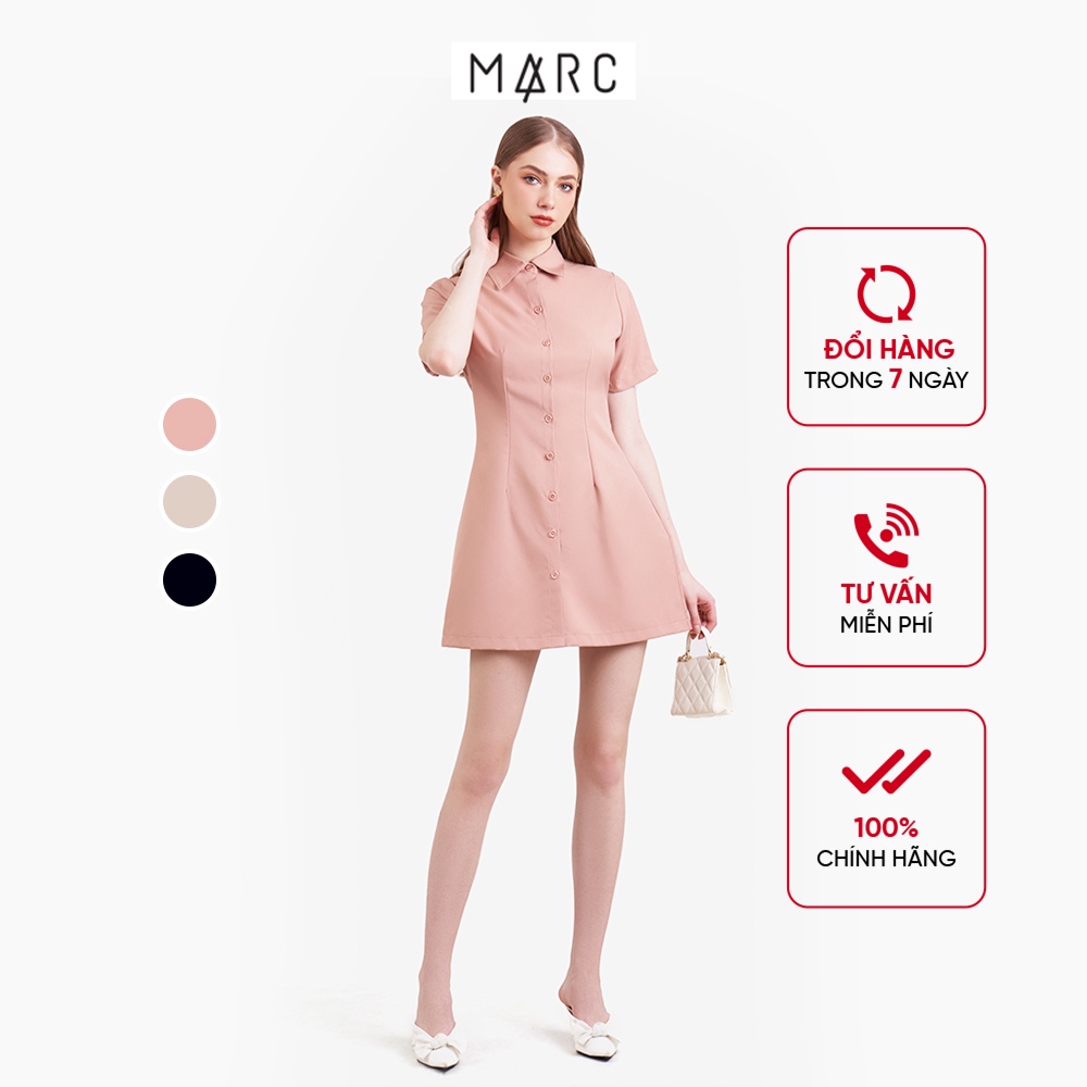 Đầm sơ mi nữ MARC FASHION tay ngắn form A CBNH021423