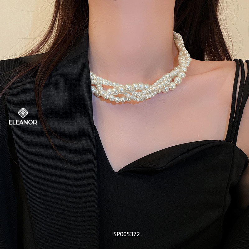 Dây chuyền choker nữ ngọc trai nhân tạo Eleanor Accessories dạng chuỗi đan nhau phụ kiện trang sức sang trọng 5372