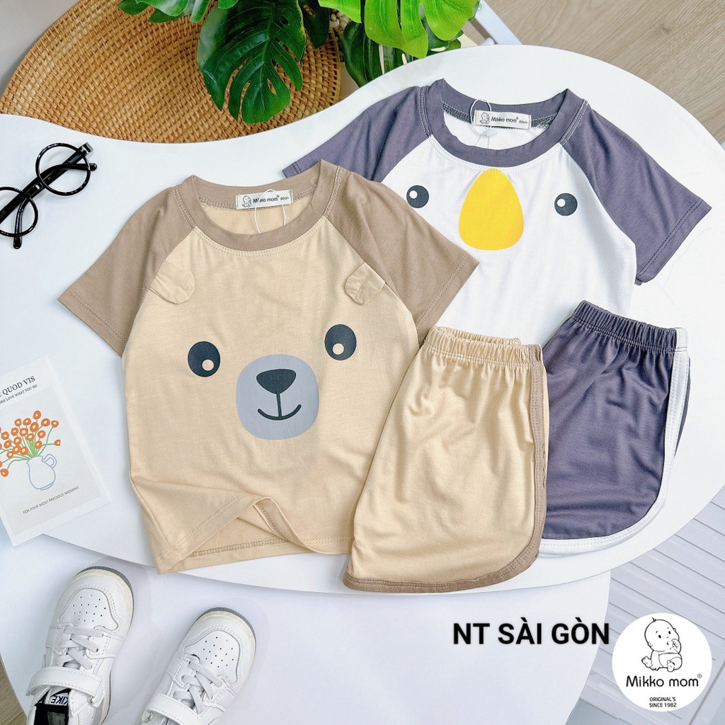 Bộ cộc thun lạnh Mikko Mom hình thú siêu yêu mềm mát cho bé