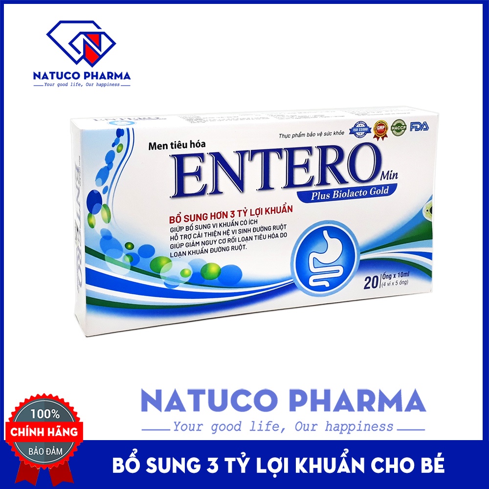 Men vi sinh cho bé giảm rối loạn tiêu hóa Entero Min - Hộp 20 ống bổ sung hàng tỷ lợi khuẩn hộp 20 ống