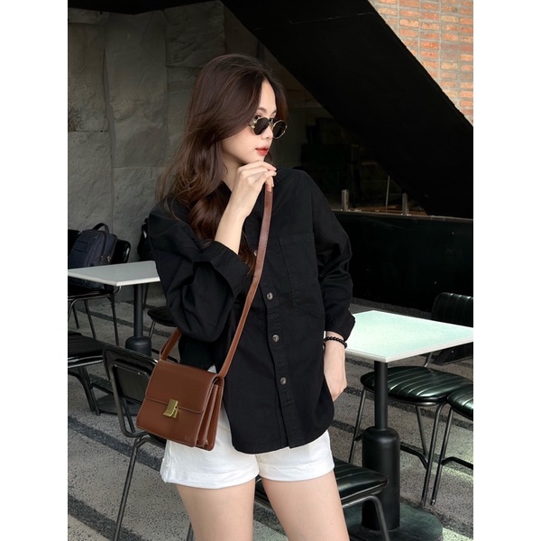 Áo Sơmi Kaki - Trơn - 2 Túi To - Tay Dài