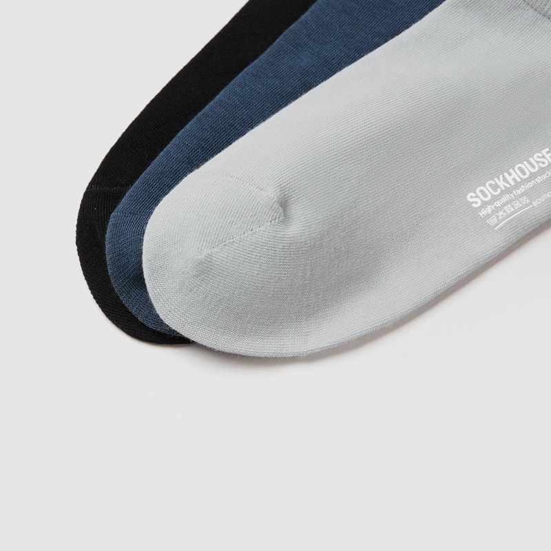 HLA - Bộ 3 đôi vớ nam cao cấp co giãn thoáng khí Combo 3 elastic breathable letter printing socks