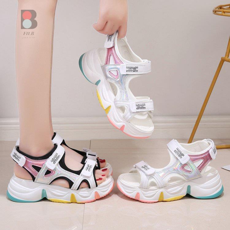♈Shoesking Rainbow Sole Giày Sandal Nữ