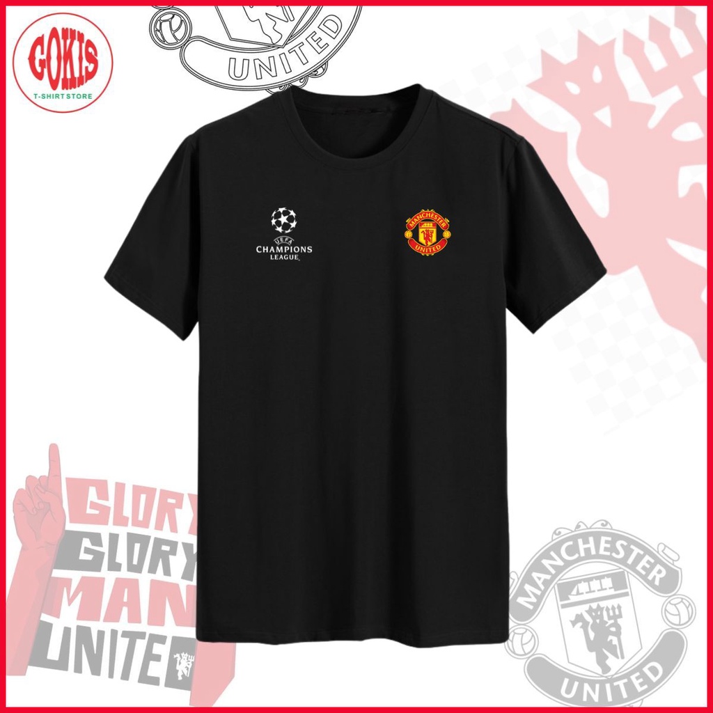 Áo thun Manchester United in logo MU Champion League vải cotton - Áo phông MU form oversize Gokis shop