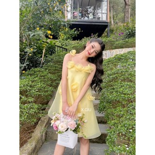 Váy Đầm Maxi 2 Dây Hoa 3D