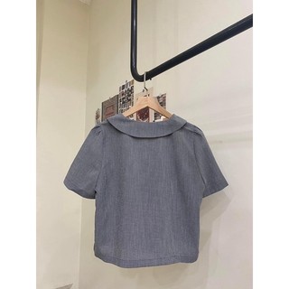 Áo sơ mi cổ sen caro