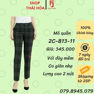 Quần tây Thái Hòa 2 ly chìm màu đen kẻ caro chìm 2C-813