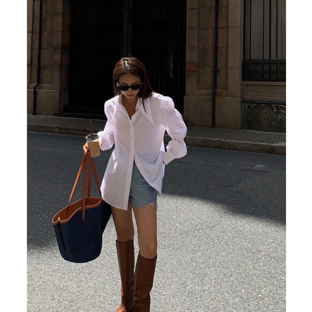 Áo Sơ Mi Trắng Tay Dài Dáng Rộng Phong Cách Cổ Điển Thời Trang Mùa Thu Mới 2023 Dành Cho Bạn Nữ