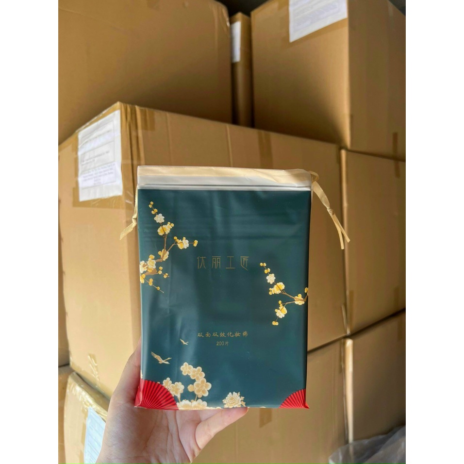 Bông tẩy trang xanh mẫu túi mới