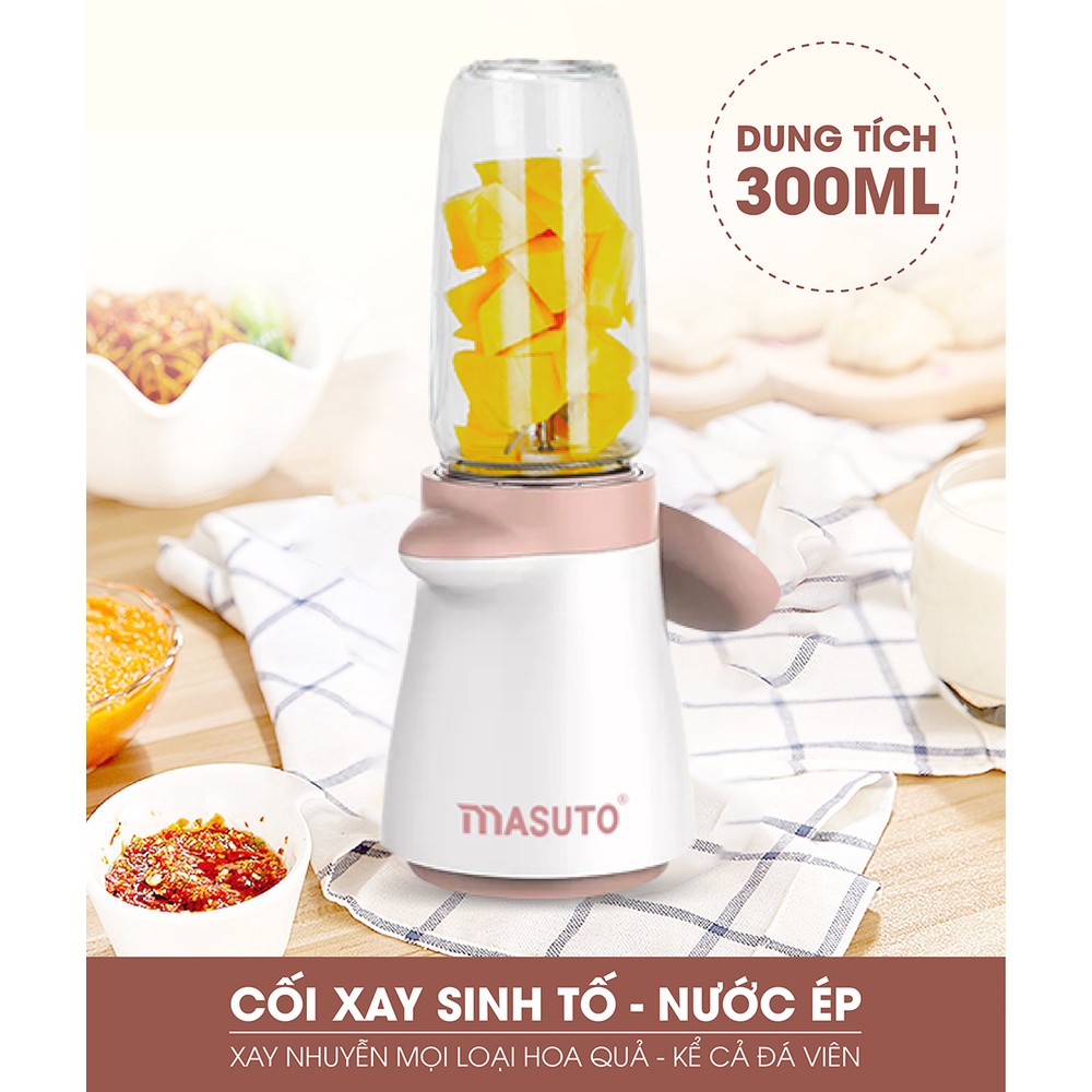 Máy xay ăn dặm đa năng Masuto Baby 3 cối 0,3L say đá hạt thịt tôm cua cá mini siêu nhuyễn mịn cho các bé