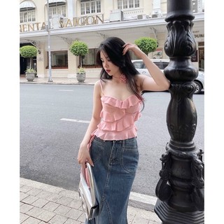 áo crop bèo voan chinfon