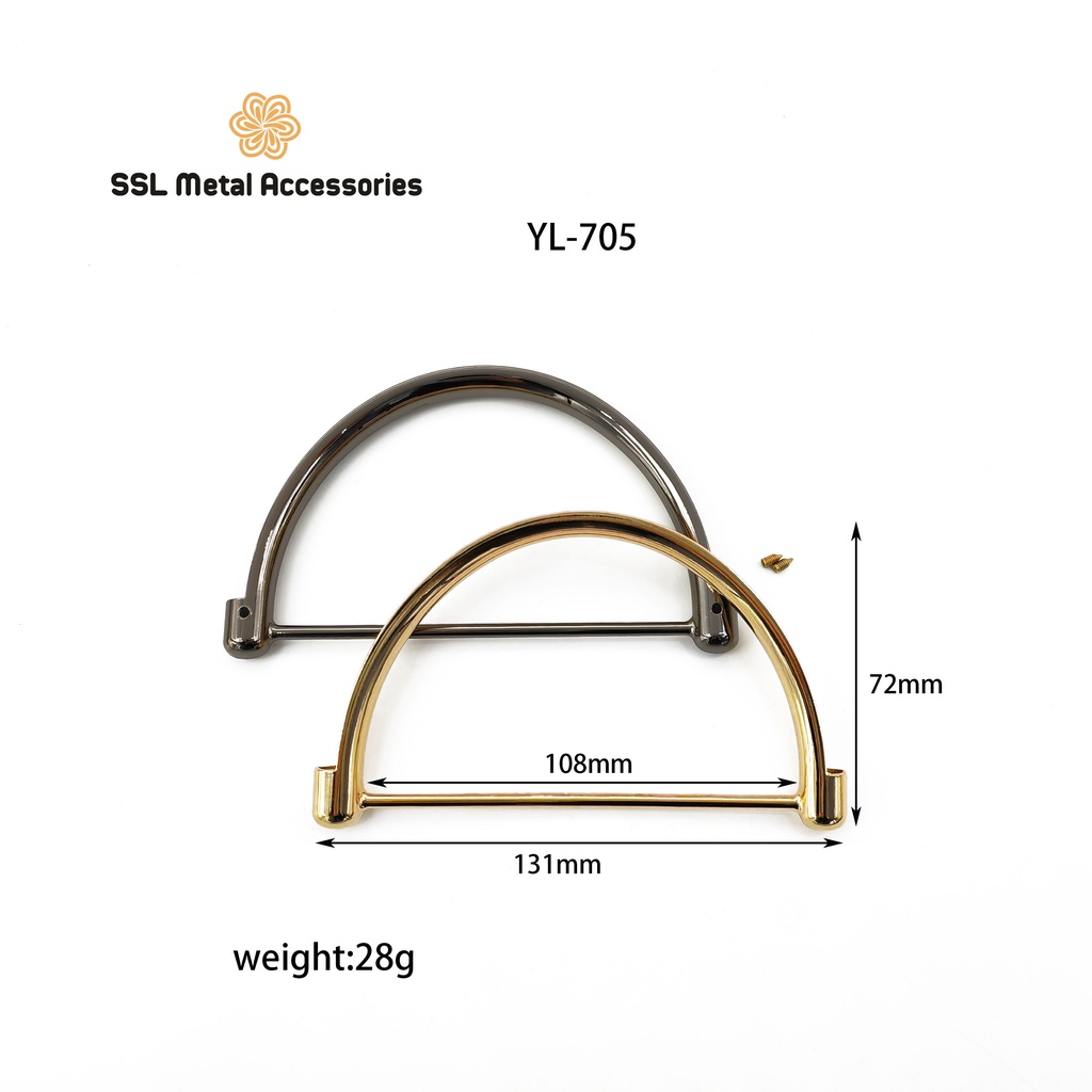 Tay cầm túi xách bằng kim loại cao cấp thay thế tiện lợi cho phái nữ - Alloy bag handle YL-705,131*108*72mm (1 cái)