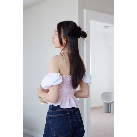 RIBBON TOP áo smocking nơ Ebublio