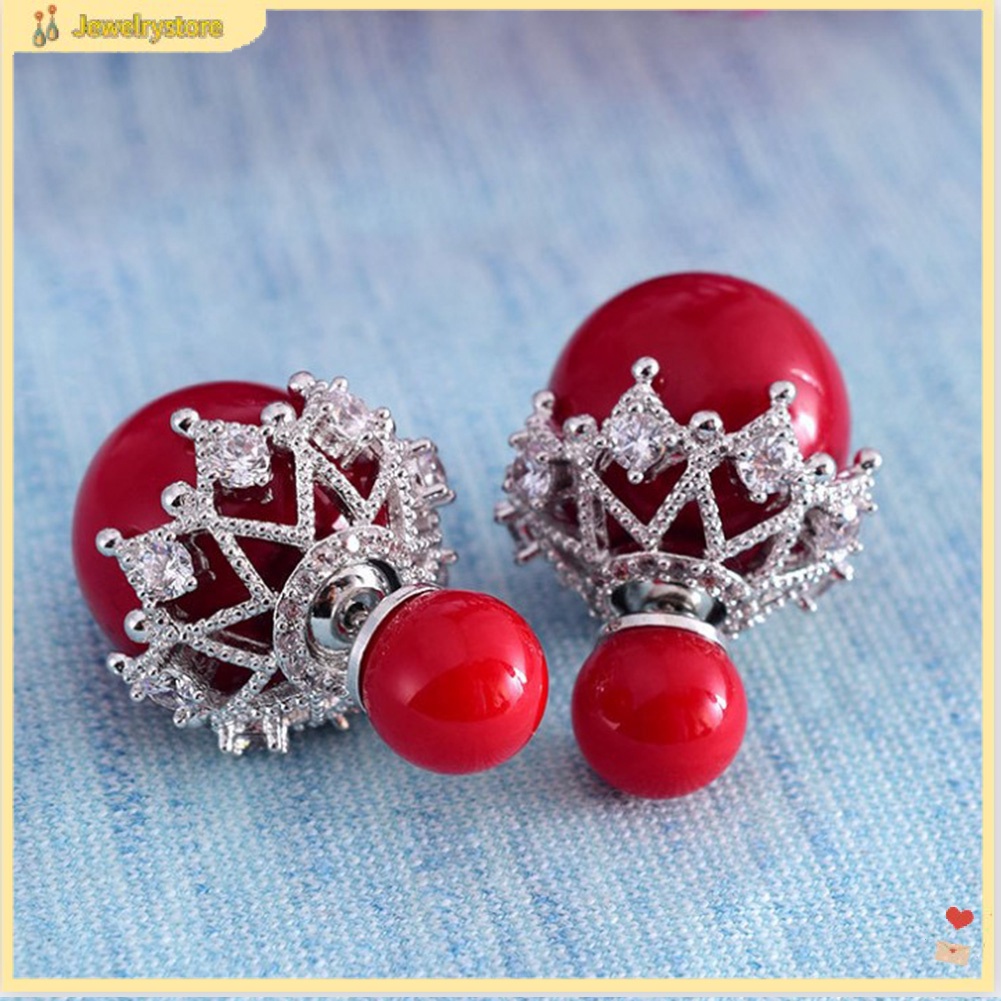 Khuyên Tai Nữ Trang Tạo Hình Cánh Hoa Đính Ngọc Trai Xinh Xắn