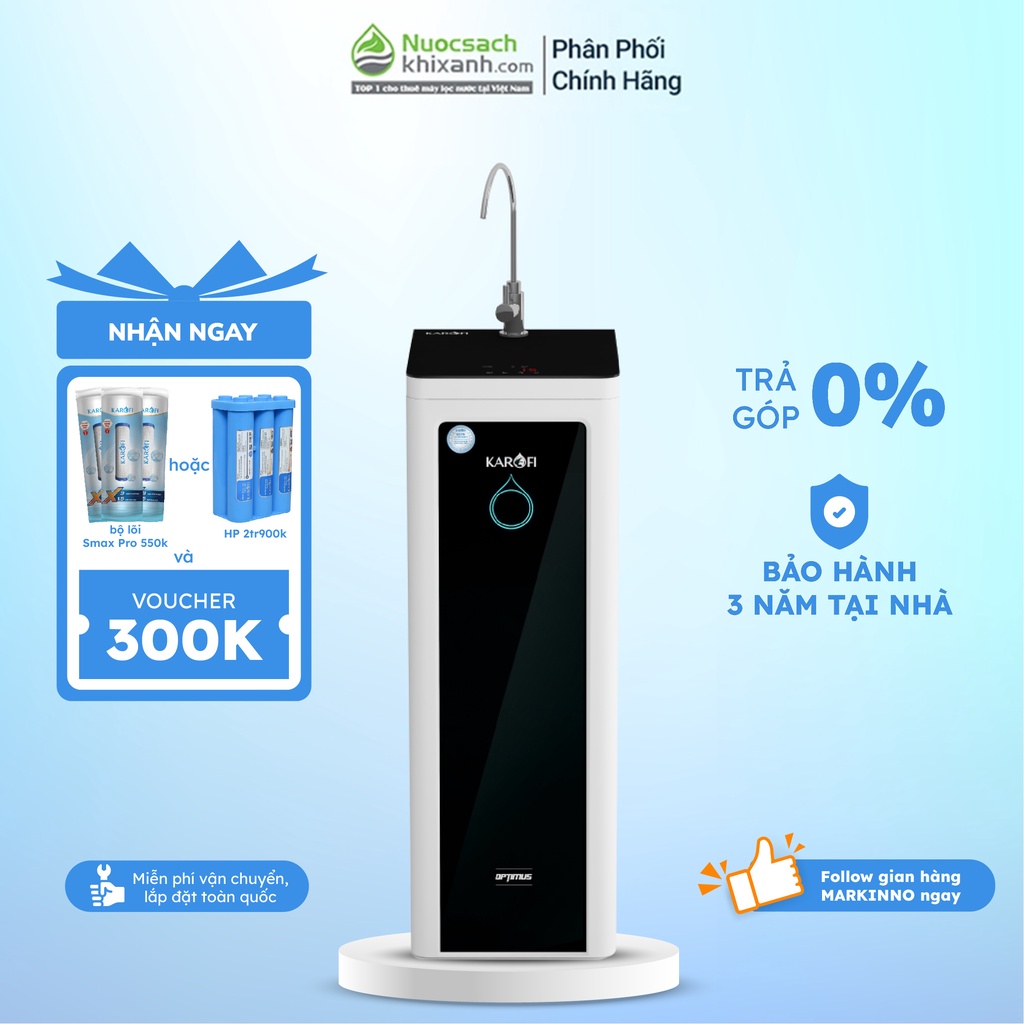 Máy lọc nước sạch hydrogen KAROFI O-i229/A công nghệ 9 lõi màng RO 100GPD chuẩn Mỹ hệ thống tự cảnh báo