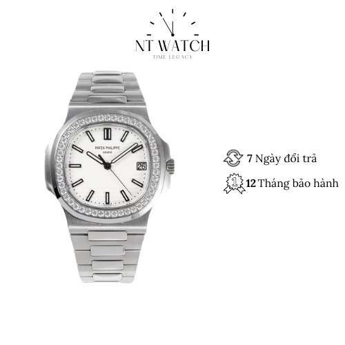Đồng hồ nam Patek Philippe Nautilus 57131G-010 mặt kính Mineral viền đinh đá chống nước dây thép đeo tay cao cấp