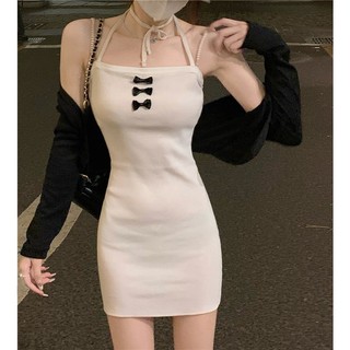 [CÓ SẴN] Đầm hai dây buộc choker đính 🎀 siêu 🔥