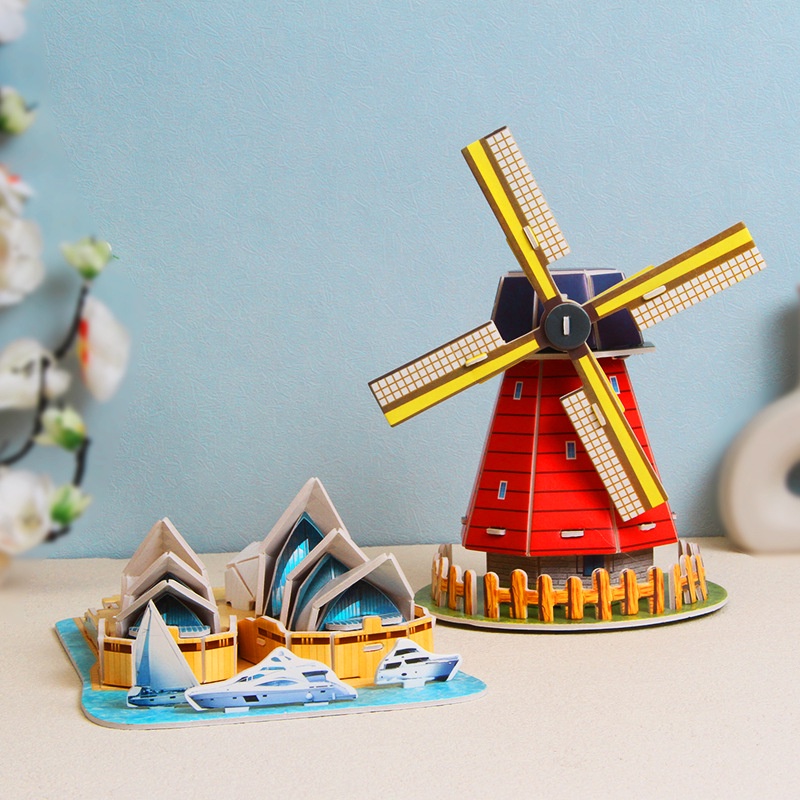 Đồ Chơi Lắp Ráp 3D, Nhà Hát,Cầu Đôi,Pháo Đài Đá,Nhà Xay Gió,Đền Taj Mahal ,Xếp Hình 3 Chiều, Đồ Chơi Sáng Tạo Cho Trẻ