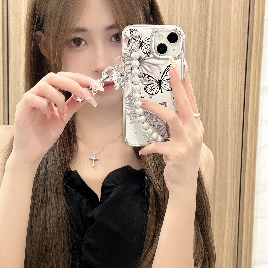 Ốp Điện Thoại Tráng Gương Họa Tiết Bươm Bướm Thời Trang Chống Sốc Cho iPhone 14 / 13 / 12 / 11 / X / 8 / 7P