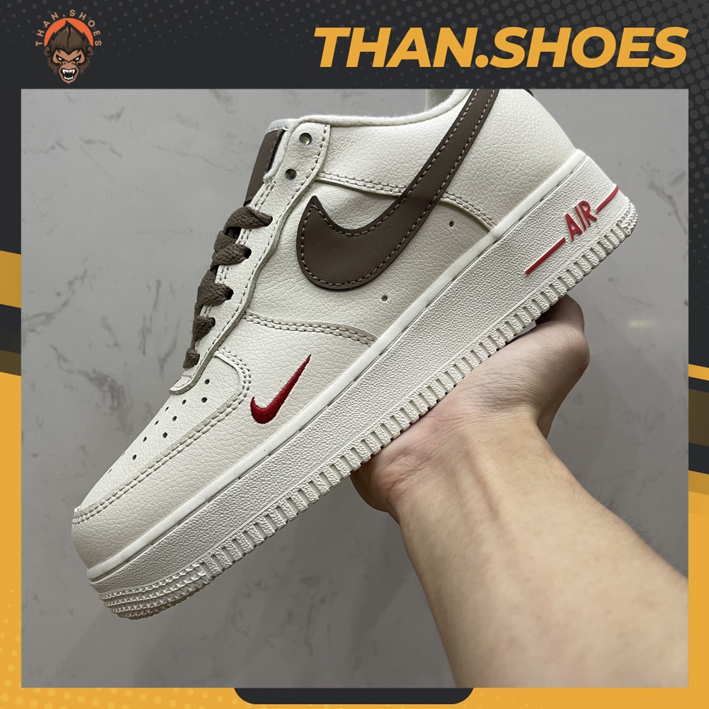 Giày Air Force 1 Low Premium White Brown, AF1 Móc Nâu - Than.Shoes