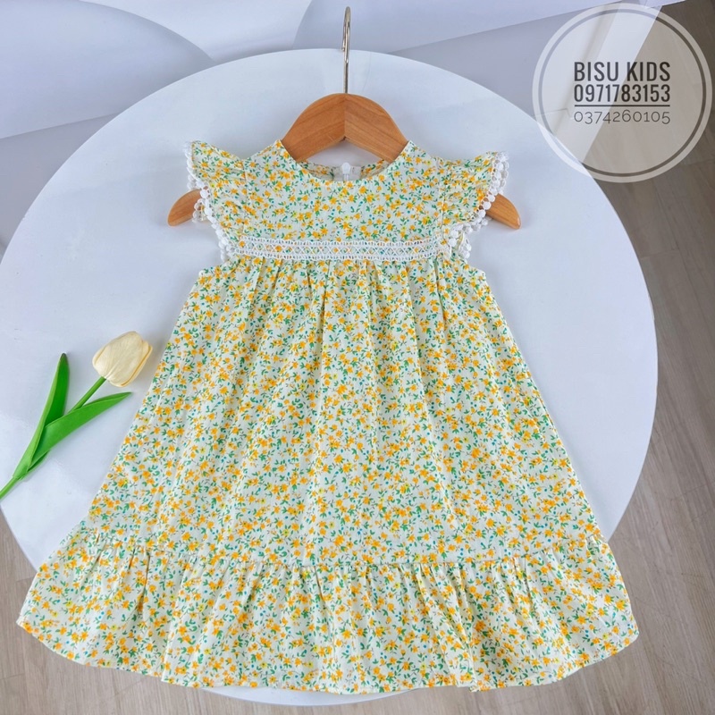 Váy công chúa bé gái,Váy bé gái cánh tiên phối ren chất lụa nhật size 8-32kg