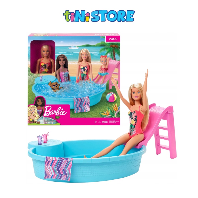 tiNiStore-Bộ đồ chơi búp bê Barbie tắm hồ bơi tiNiToy GHL919564
