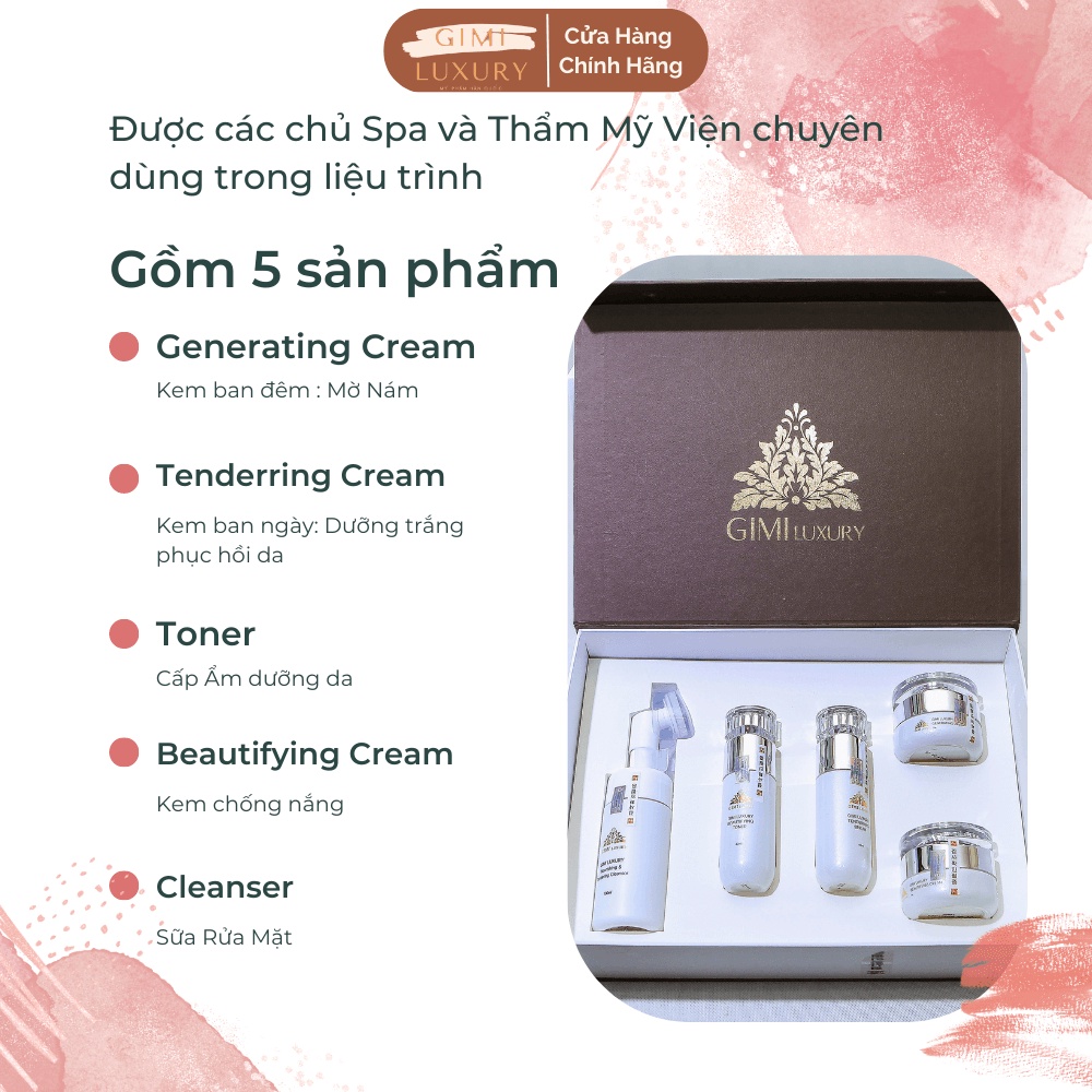 Bộ Mỹ Phẩm Kem Nám, Tàn Nhan GiMi Luxury Hàn Quốc Vỏ nâu dưỡng trắng da mới nhất 2023