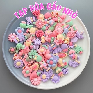 Tặng keo - túi 20/50/100 charm/center hồng pastel to đẹp dùng làm phụ kiện tóc,slime