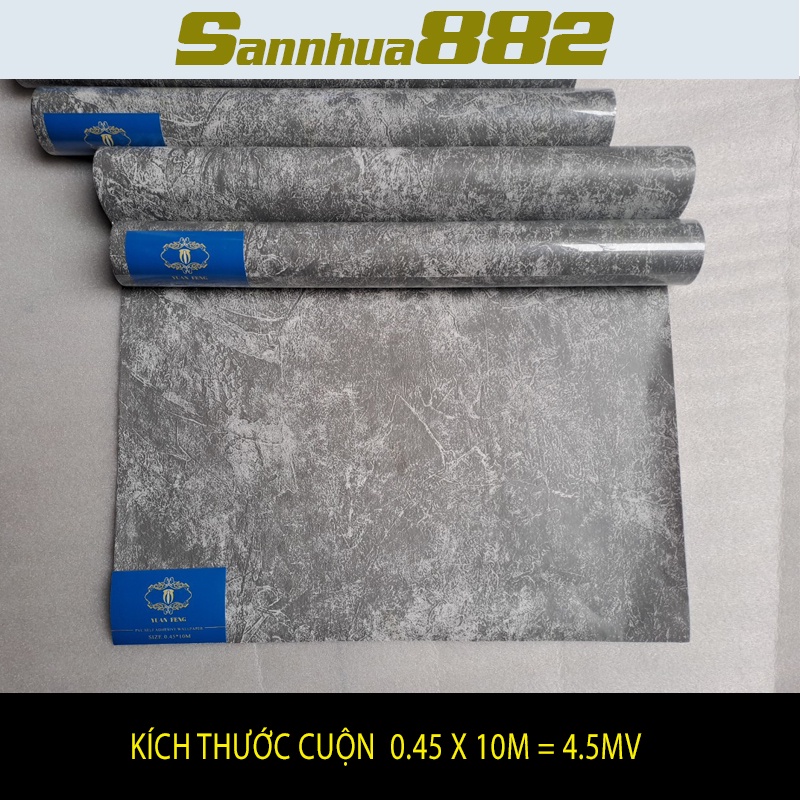 Giấy dán tường vân bê tông có keo sẵn bóc dán khổ 0.45x10m