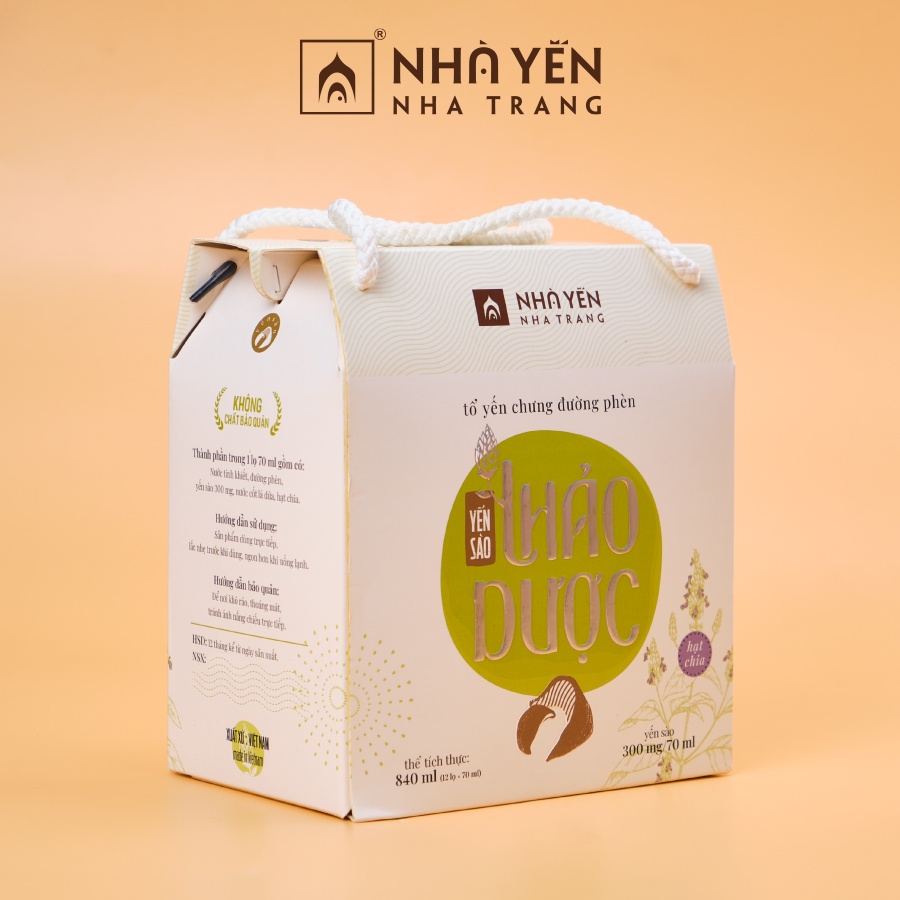 Nước Yến Chưng Đường Phèn Yến Sào Thảo Dược - Hộp 12 Lọ - Nước Yến Chưng Sẵn - Nhà Yến Nha Trang