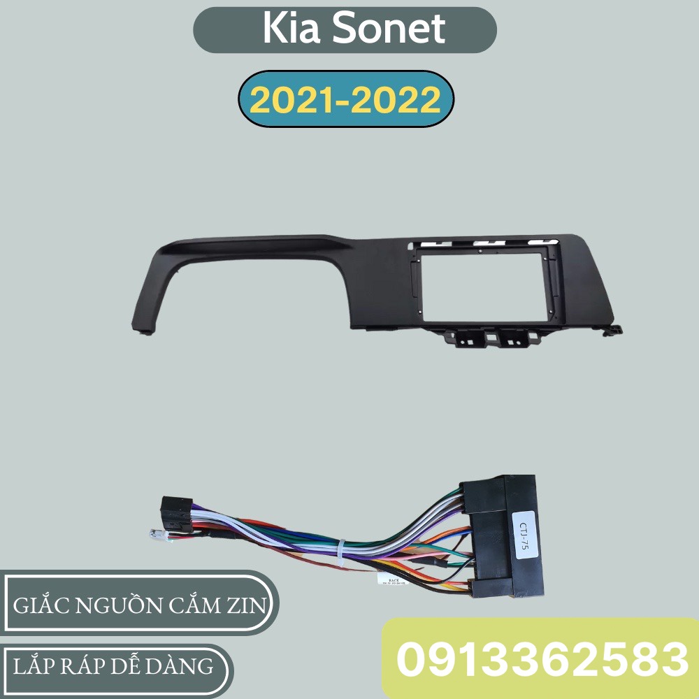 Mặt dưỡng 9 inch Kia Sonet kèm dây nguồn cắm zin theo xe dùng cho màn hình DVD android 9 inch 2020-2022