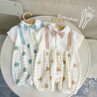 [4-14kg] Set body yếm công tử kèm nơ KAKUMMI cho bé trai sơ sinh mặc thôi nôi, đầy tháng BE59