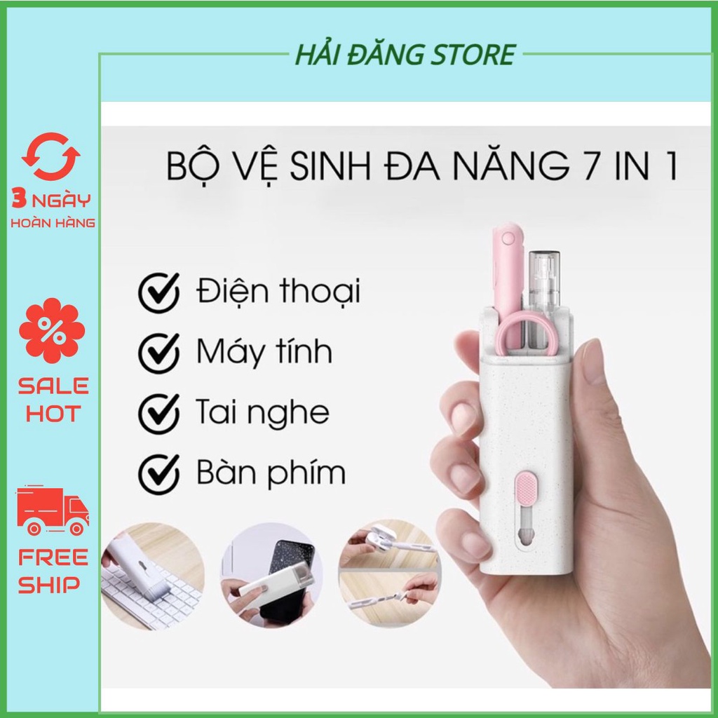Bộ dụng cụ vệ sinh laptop - bàn phím - máy tính - tai nghe đa năng 7 in 1 nhỏ gọn dễ mang theo