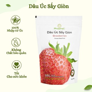 Dâu úc nguyên quả sấy lạnh, dâu tây sấy giòn giữ nguyên vị, giàu chất dinh dưỡng 15g