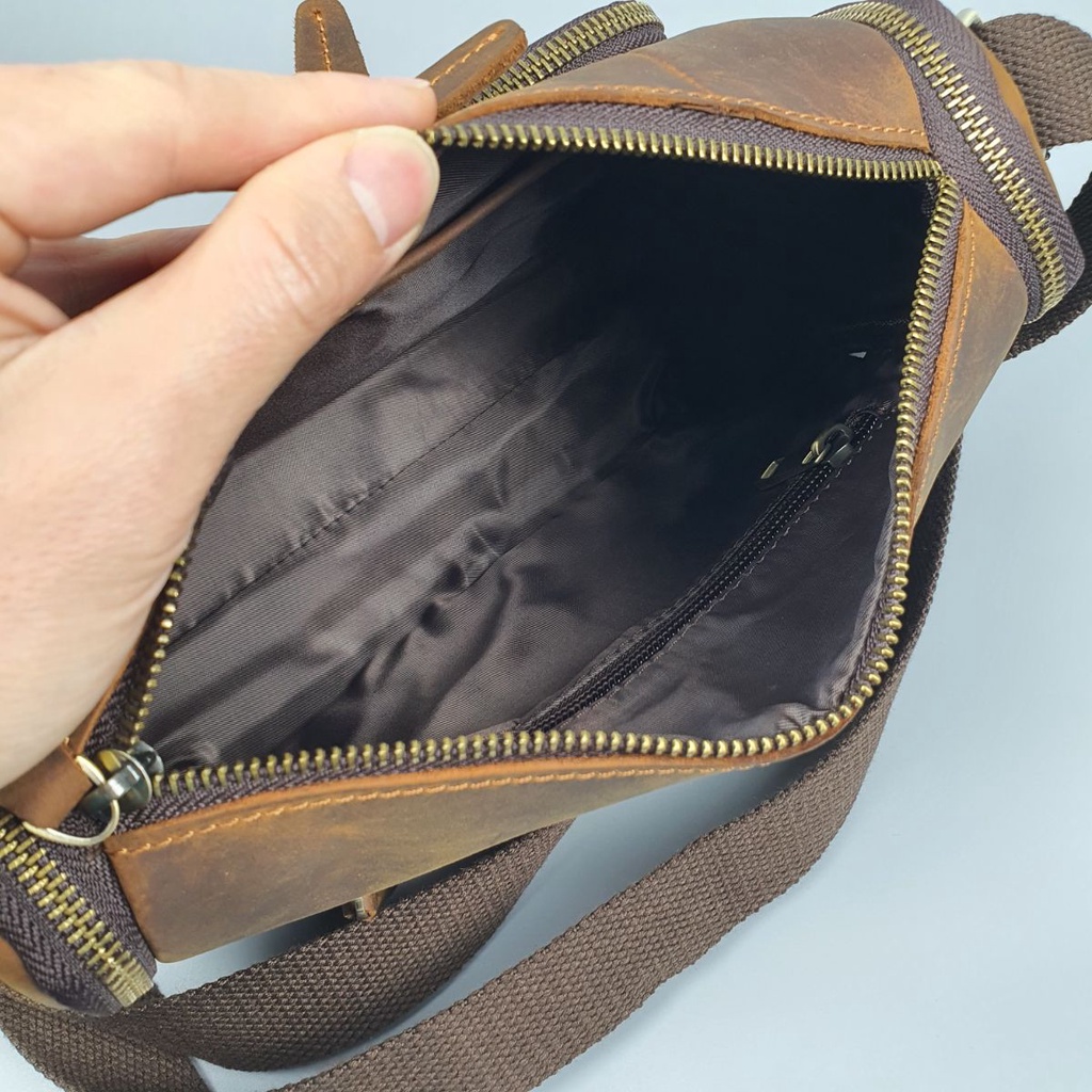 Túi đeo chéo nam da bò sáp TD120VB  - 100% da thật, BH 3 năm