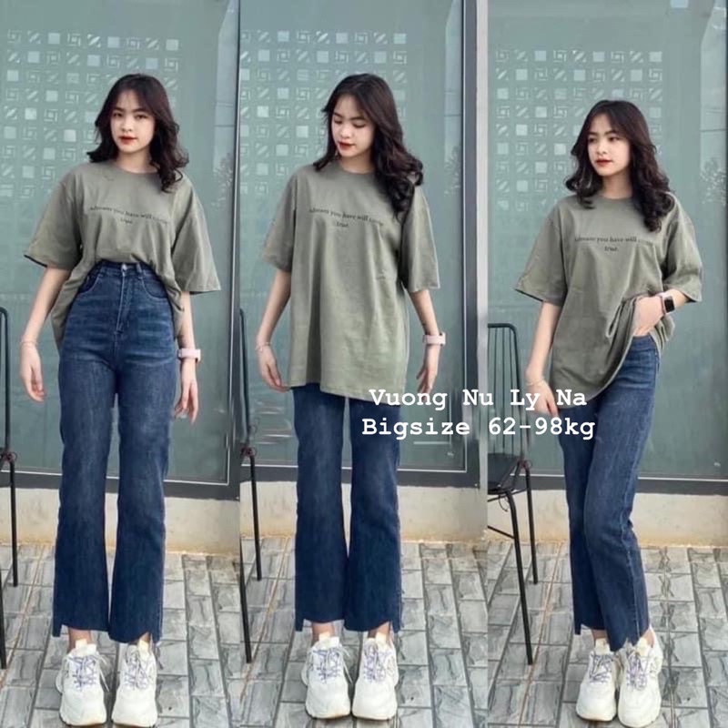 Quần Jean Suông Rách Lai Túi Thừong+ Túi Hộp Thời Trang- Lưng Cao- 60-98kg