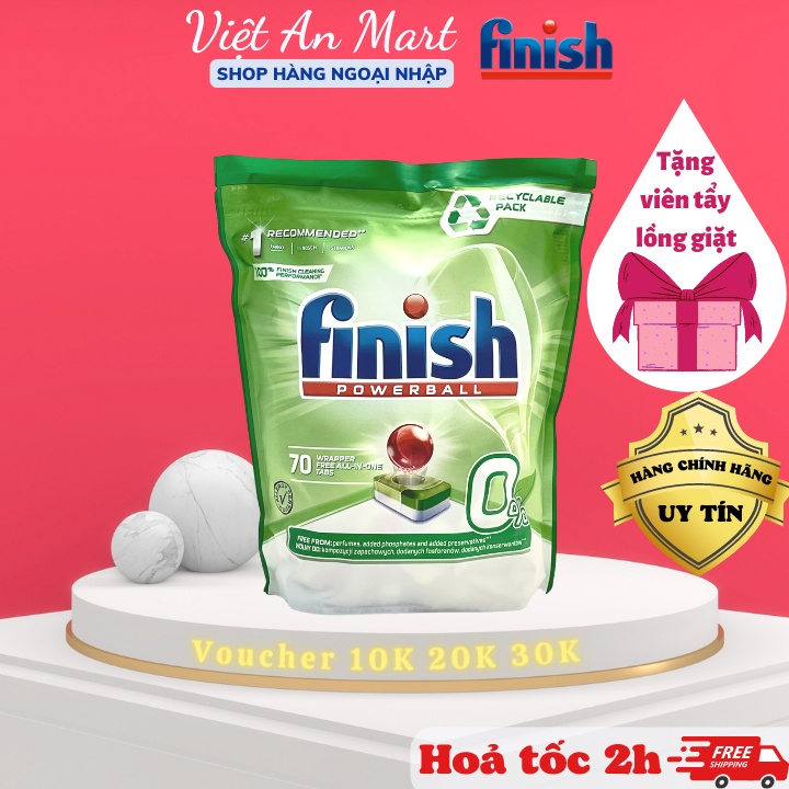 Viên rửa bát Finish Eco All in one max, tổng hợp all in 1 3in1 HỮU CƠ KHÔNG MÙI Nhập khẩu Đức
