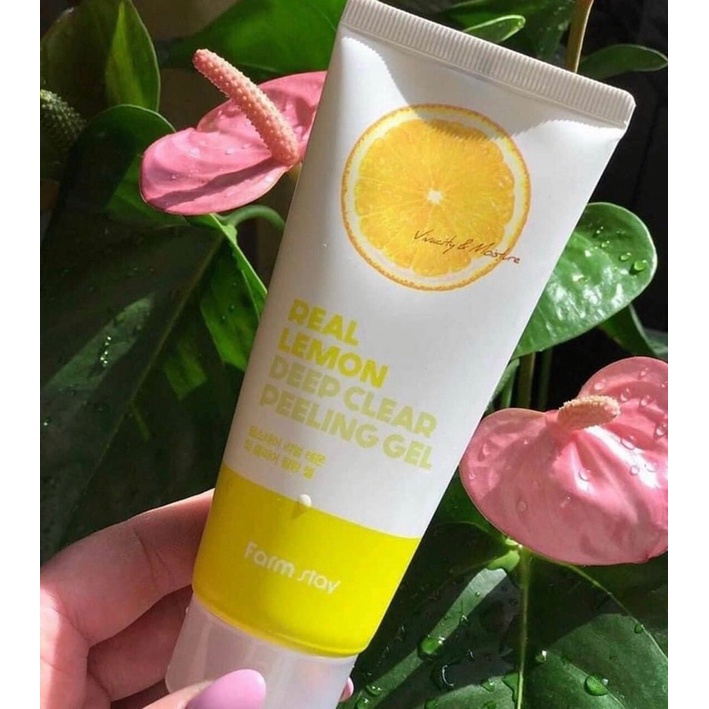 Tẩy Tế Bào Chết Làm Trắng Da Tinh Chất Chanh FARMSTAY Real Lemon Deep Clear Peeling Gel 100ml