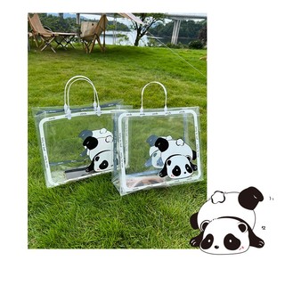 Túi nhựa pvc trong suốt hình gấu trúc và hình lưng con hổ dễ thương set 10 cái