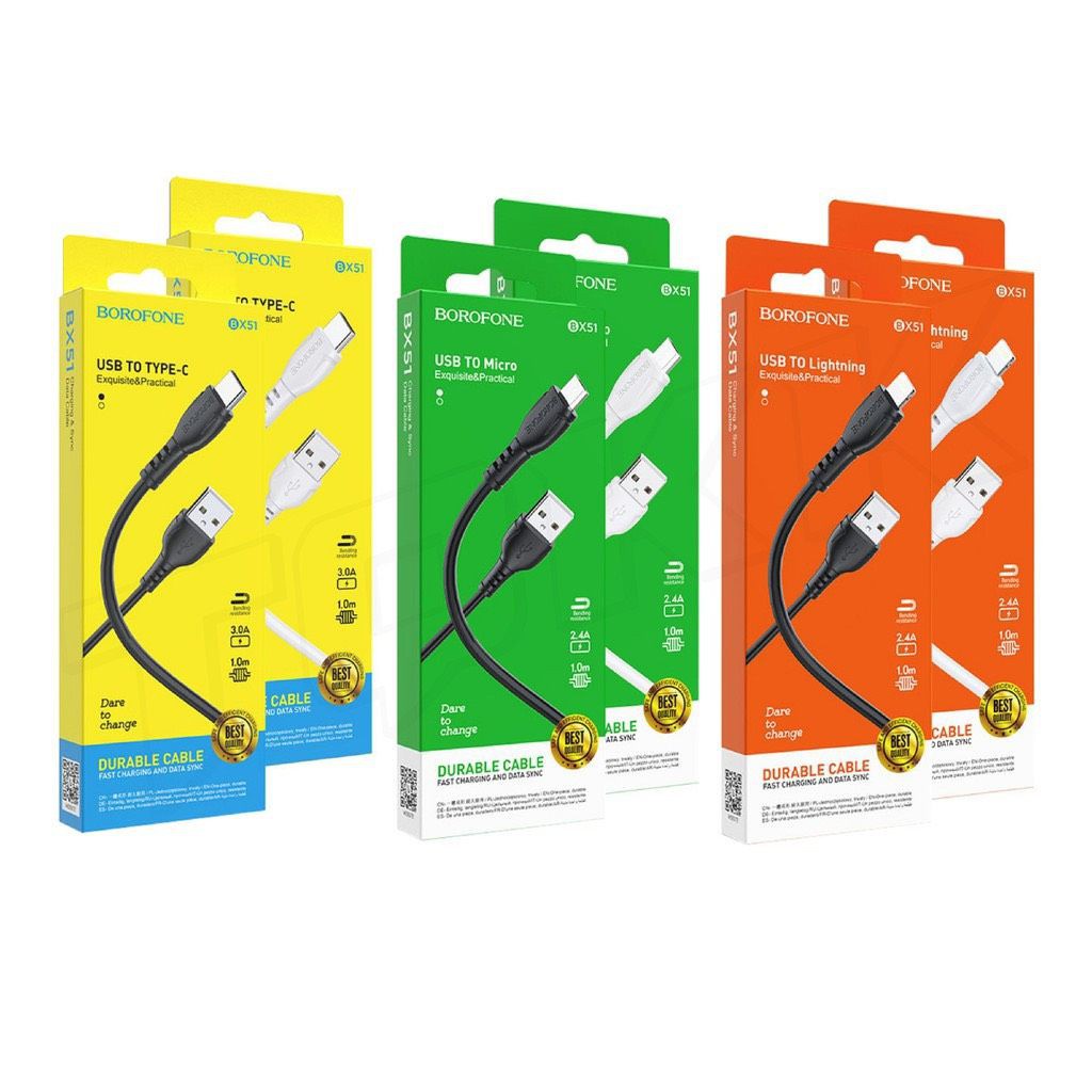 Dây Sạc Borofone Bx51 Sạc Nhanh 2.4A Màu Trắng