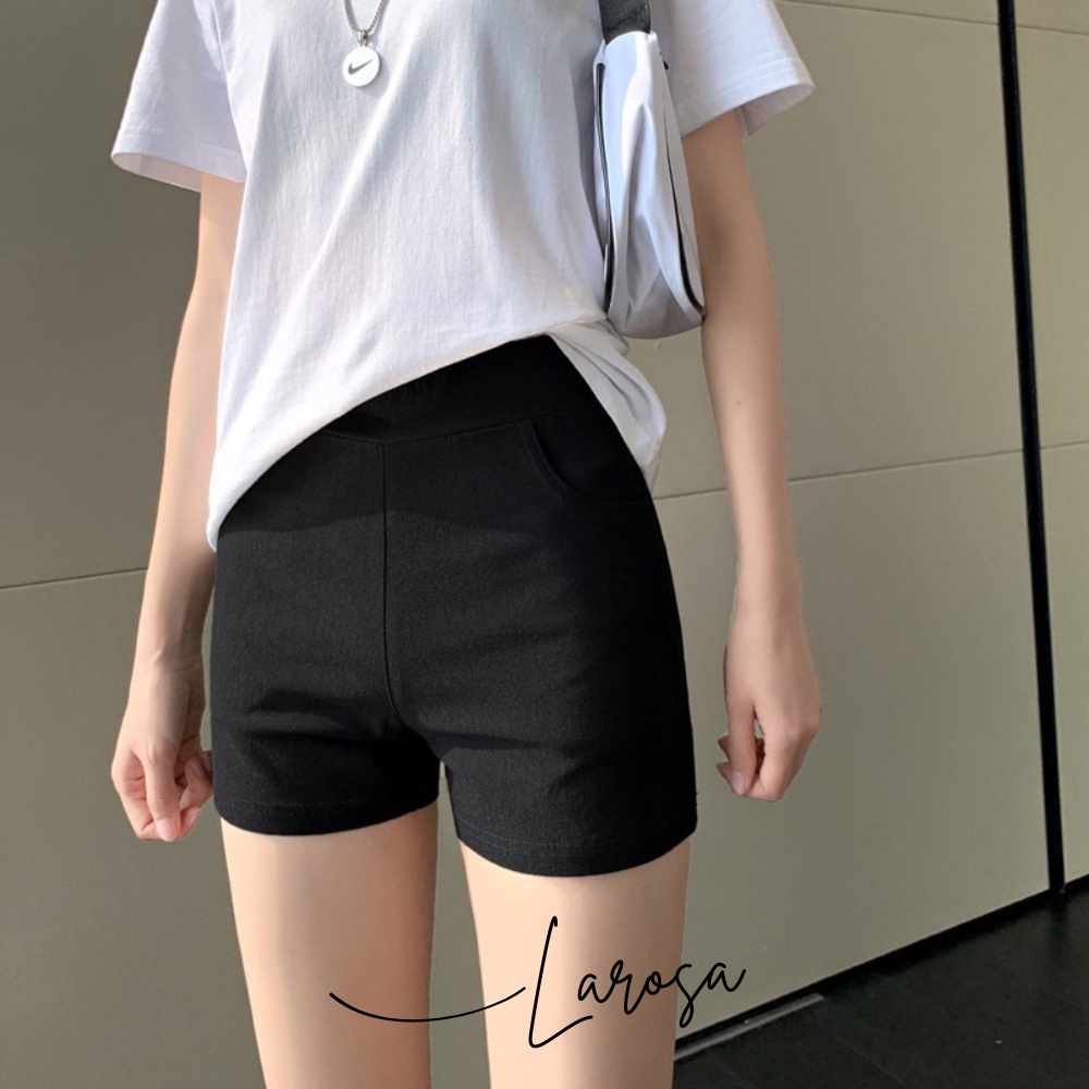 Quần short nữ ,quần biker short ôm lưng cao nâng mông màu đen lưng cao chất cotton co giãn 4 chiều mặc đi chơi tập