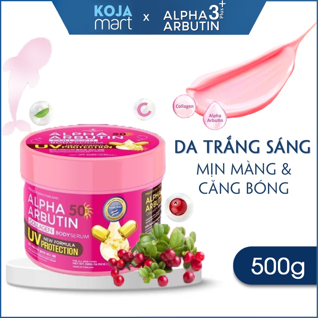 Kem Dưỡng Trắng Da Chống Nắng Alpha Arbutin Collagen Body Serum 500g UV 50 SPF Precious Skin Thái Lan