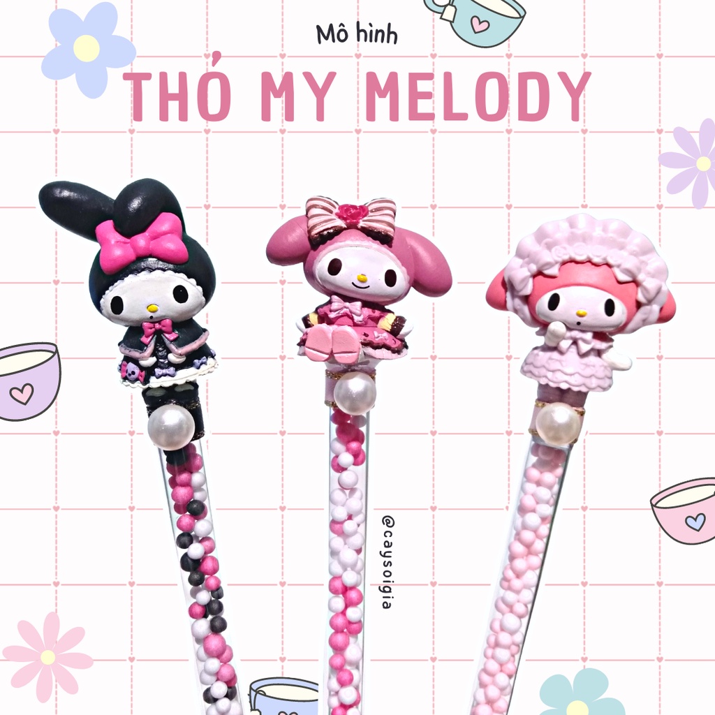 S107 - Bút dao rọc giấy thỏ Kuromi và Melody tiệc trà chiều dễ thương unbox đơn hàng, cắt sticker băng dán washi tape