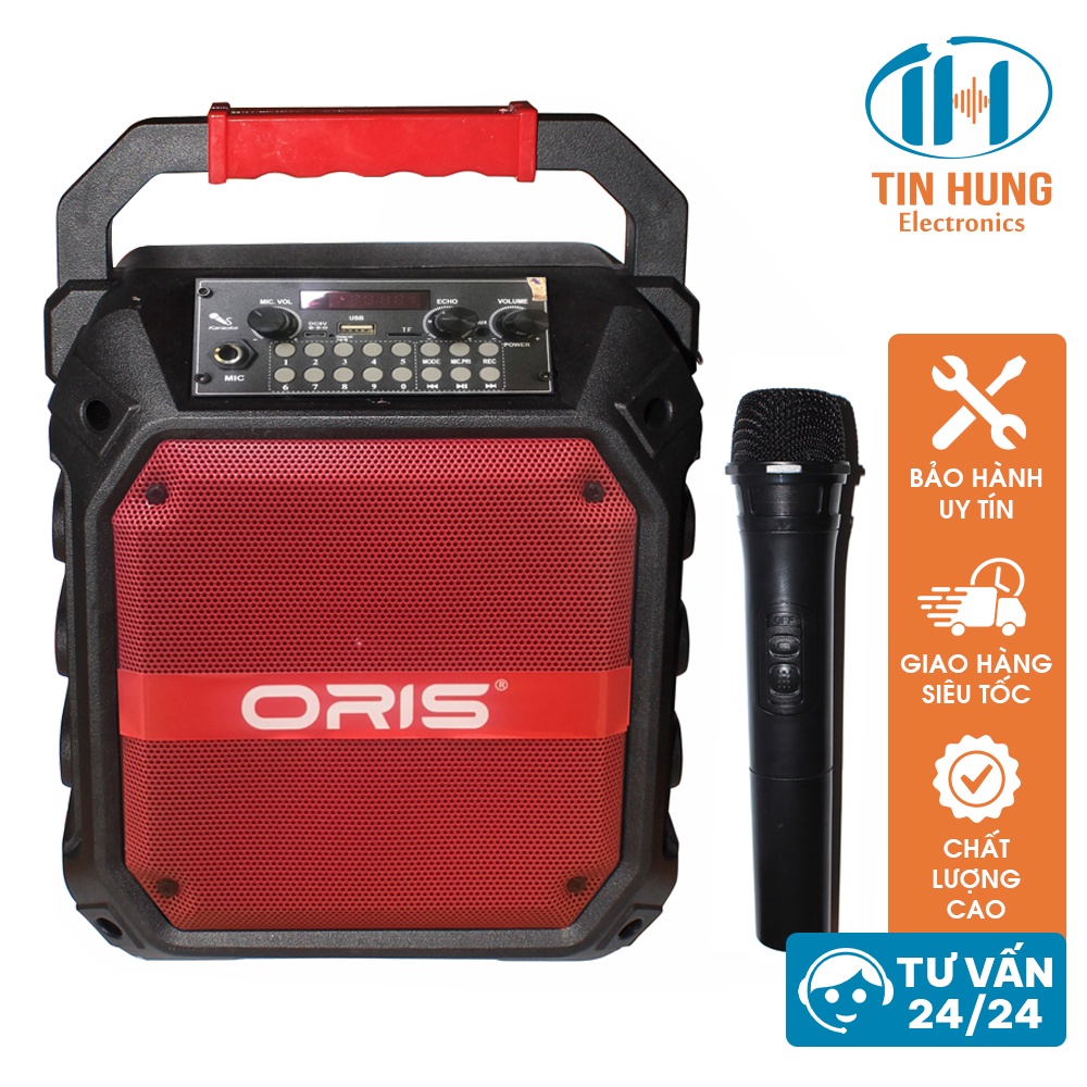 Loa karaoke bluetooth chính hãng ORIS T0-388, loa kẹo kéo Kèm 01 micro sóng UHF hát hay nhẹ - ORIS Professional
