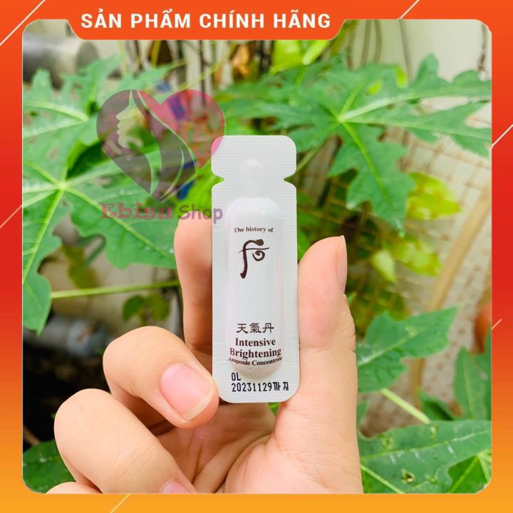 Set 10 Sample gói Tinh chất dưỡng trắng từ nhân sâm núi cô đặc Whoo Cheongidan INTENSIVE BRIGHTENING AMPOULE CONCENTRAT
