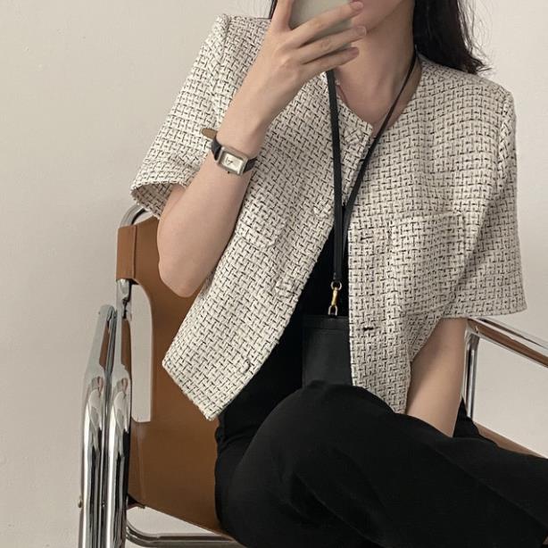 Áo khoác blazer form croptop dáng ngắn phong cách Hàn Quốc thời trang sang trọng cho nữ MA105